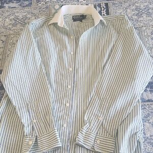 Polo Ralph Lauren Green and White And Blue Casual Button Down Shirt